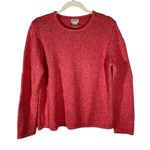 L.L.Bean Womens pink roll neck Knit Sweater Cotton Long Sleeve Crew Neck Casual
